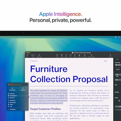 Furniture Collection Proposal document on Apple device screen