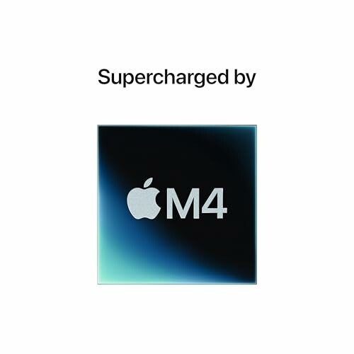 Apple M4 chip icon with 'Supercharged by' text.