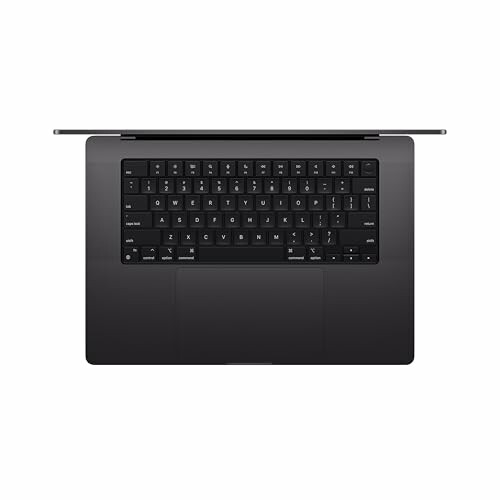 Top view of a laptop with a black keyboard