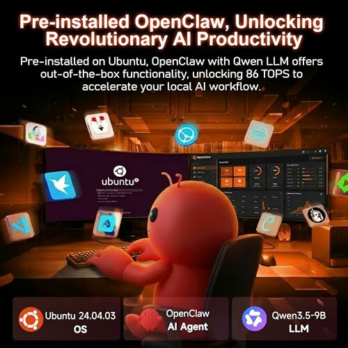 OpenClaw pre-installed on Ubuntu with AI productivity features.